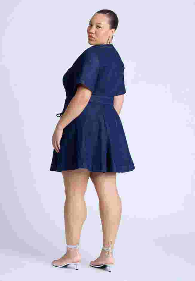 Lace Up Denim Mini Dress image number 1