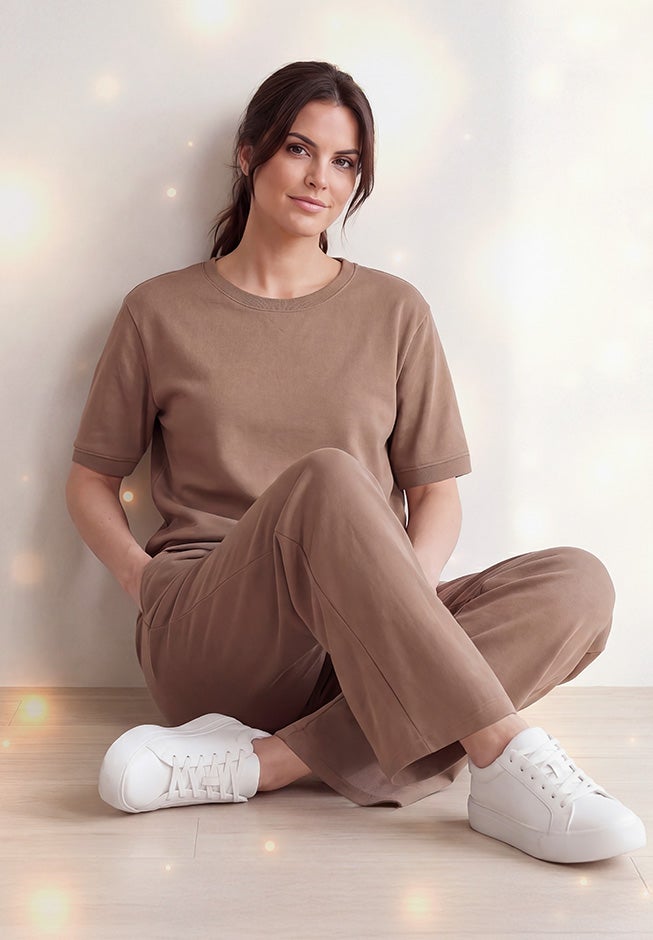 Ellos Studio French Terry Wide Leg Drawstring Elastic Waistband Sweatpants image number 0