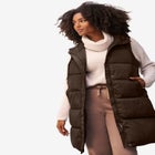 Long Hooded Puffer Vest image number 0