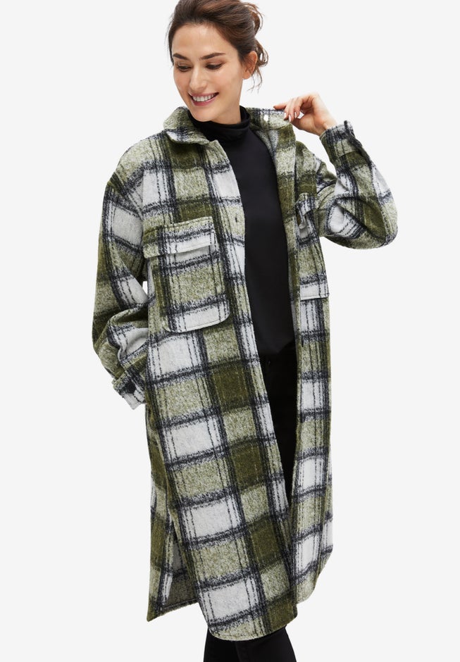 Wool Blend Long Shirt Jacket image number 0