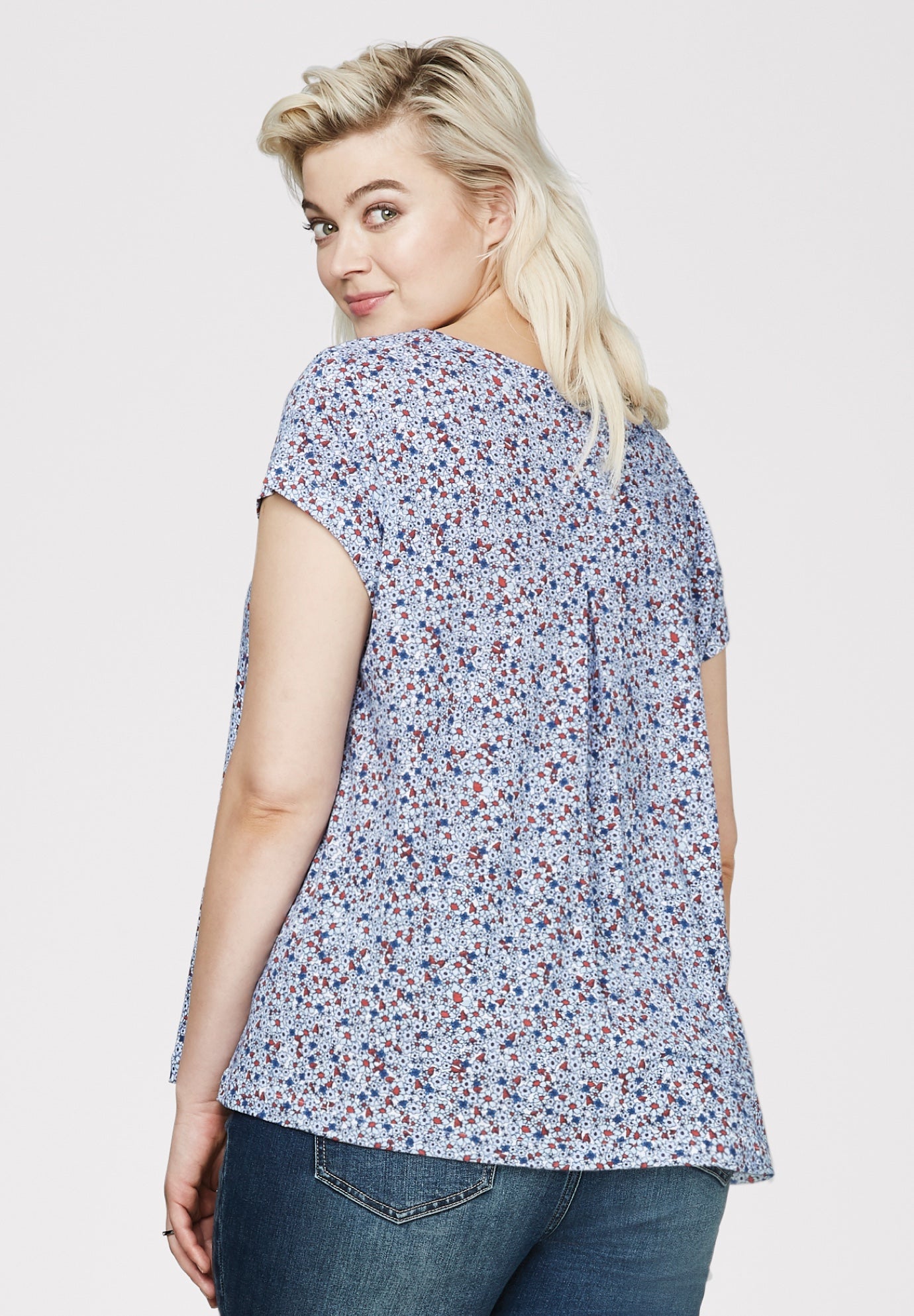 Cotton Jersey Slub Cap Sleeve Trapeze Tee image number 1