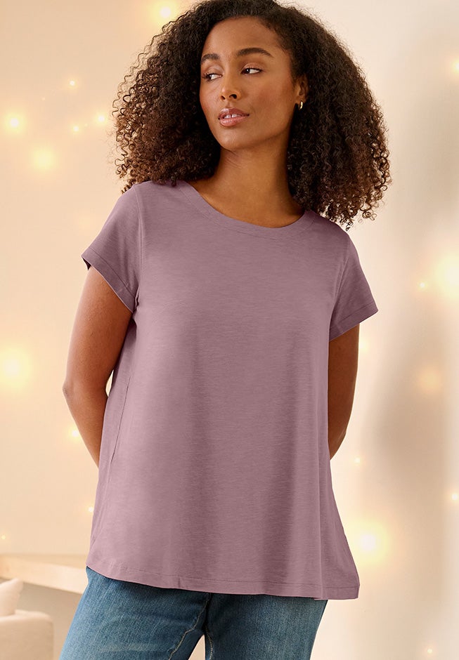 Cotton Jersey Slub Cap Sleeve Trapeze Tee image number 2