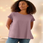 Cotton Jersey Slub Cap Sleeve Trapeze Tee image number null