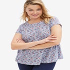 Cotton Jersey Slub Cap Sleeve Trapeze Tee image number null