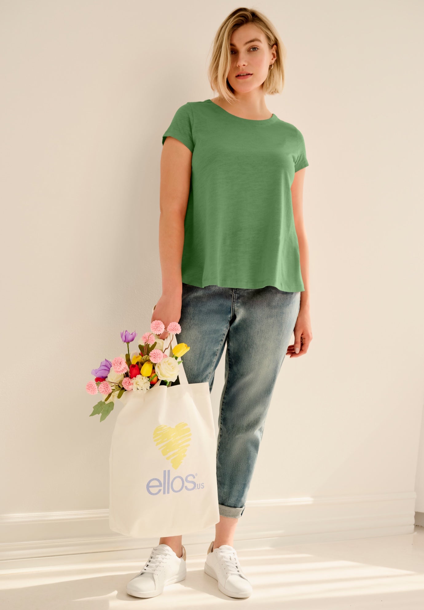 Cotton Jersey Slub Cap Sleeve Trapeze Tee image number 0