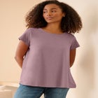 Cotton Jersey Slub Cap Sleeve Trapeze Tee image number null