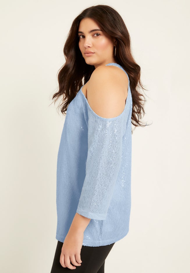 Sequin One-Shoulder Top image number 2