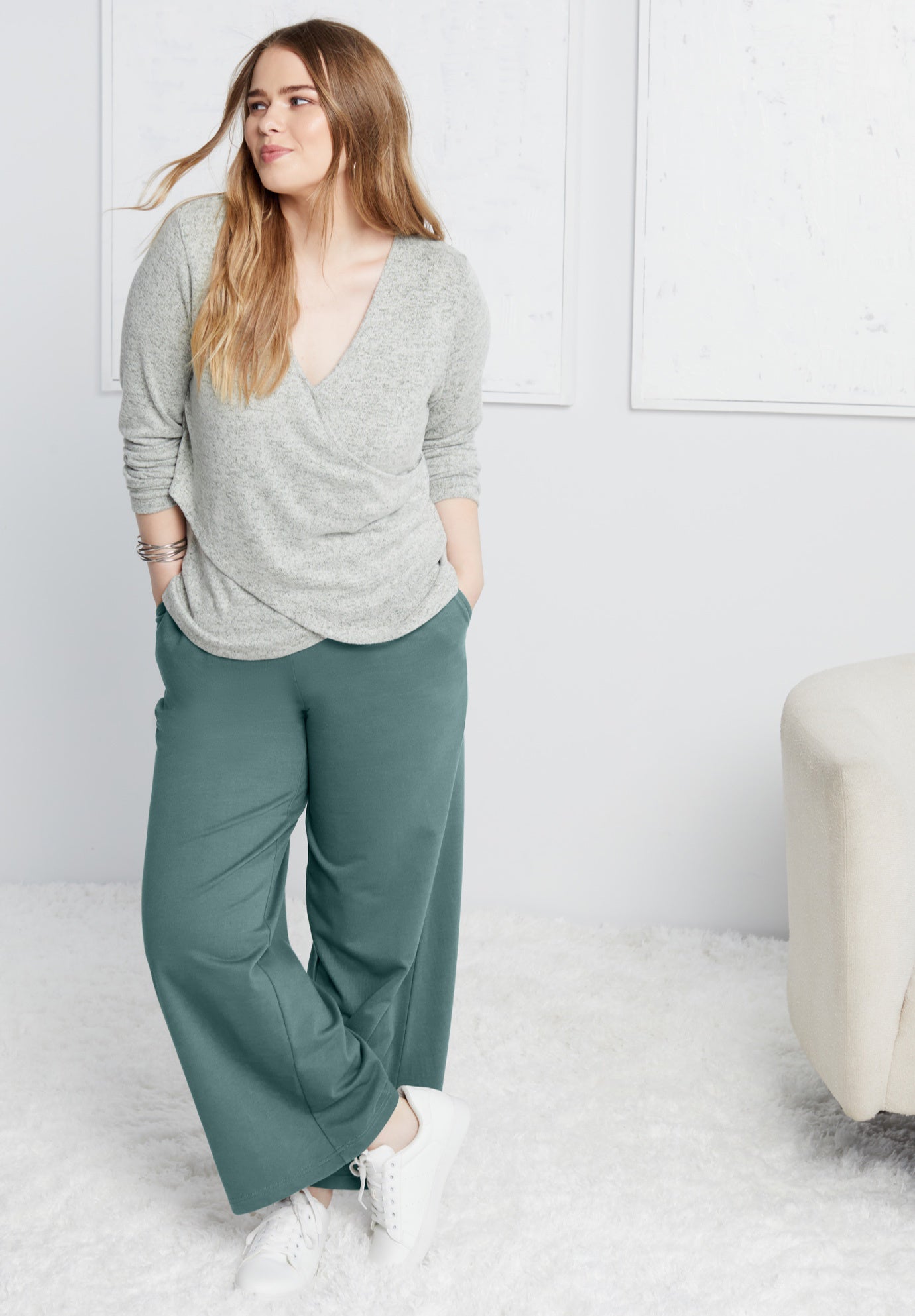 French Terry Wide-Leg Pant | Dia & Co