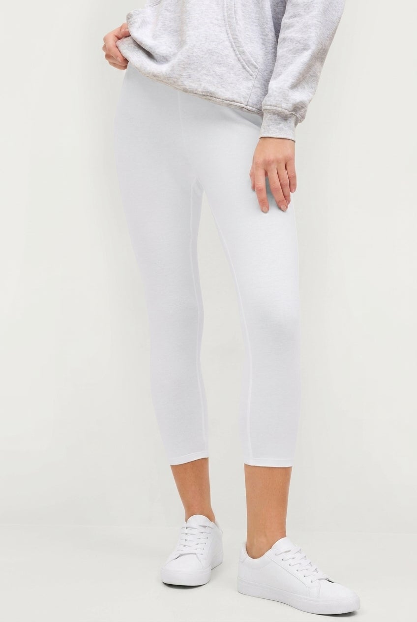 Cotton Spandex Elastic Waist Capri Leggings image number 0