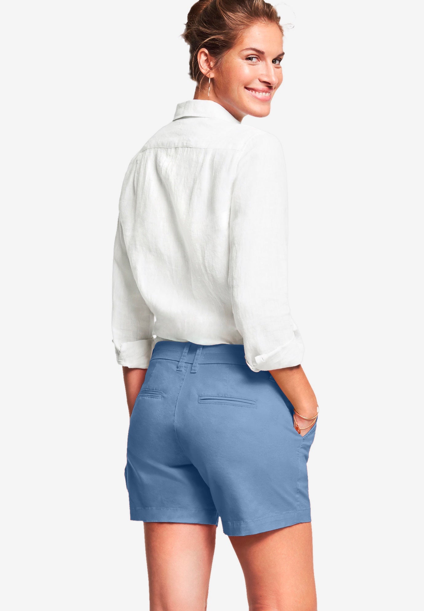 Mid-Rise Stretch Cotton 2-Pocket Chino Shorts image number 1