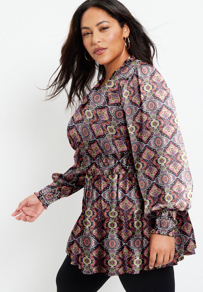 Smocked Georgette Tunic image number 3