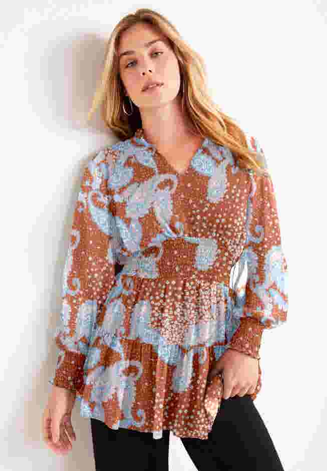 Smocked Georgette Tunic image number 0