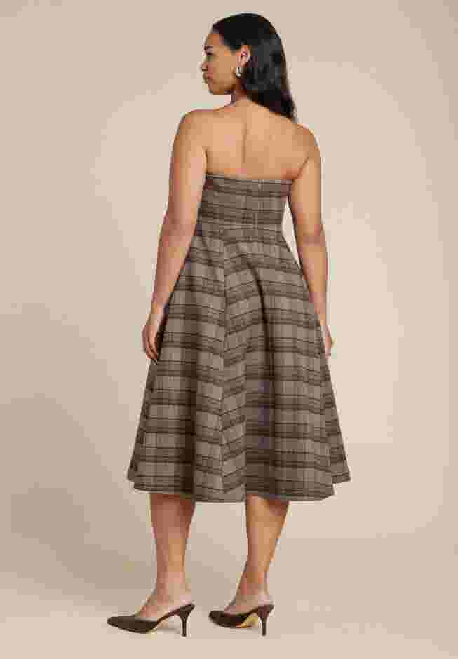 Plaid Fit And Flare Midi Dress image number 1
