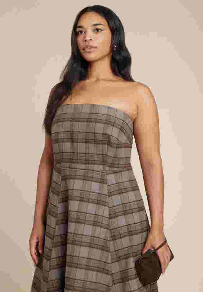 Plaid Fit And Flare Midi Dress image number 2