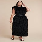 Feathery Faux Fur Maxi Dress image number null