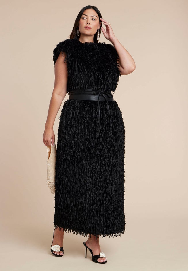 Feathery Faux Fur Maxi Dress image number 1