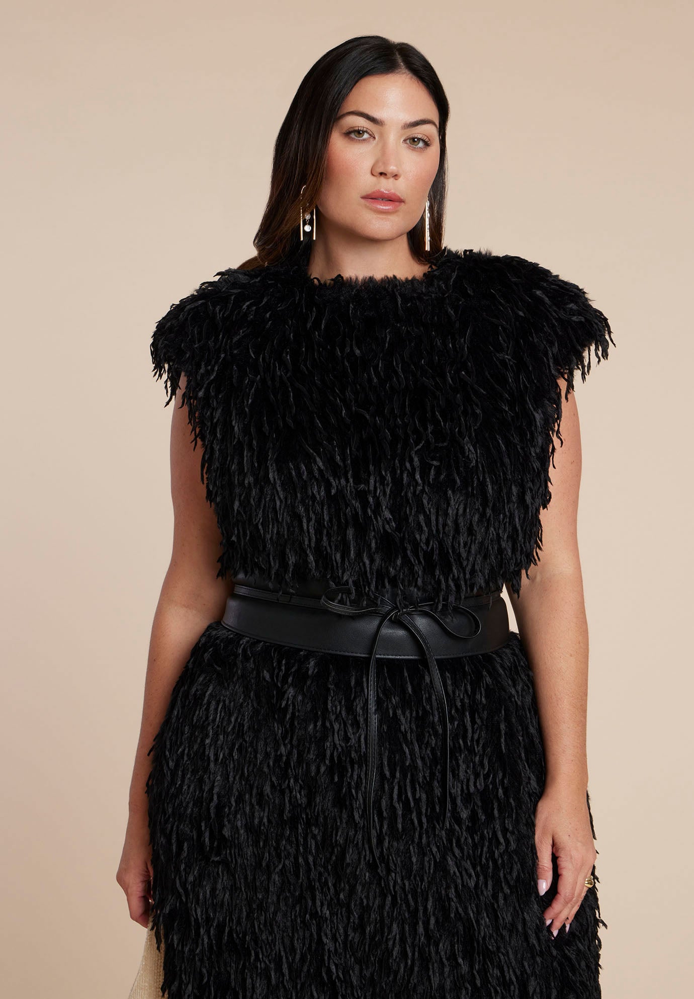Feathery Faux Fur Maxi Dress image number 2