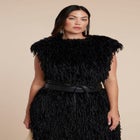 Feathery Faux Fur Maxi Dress image number null