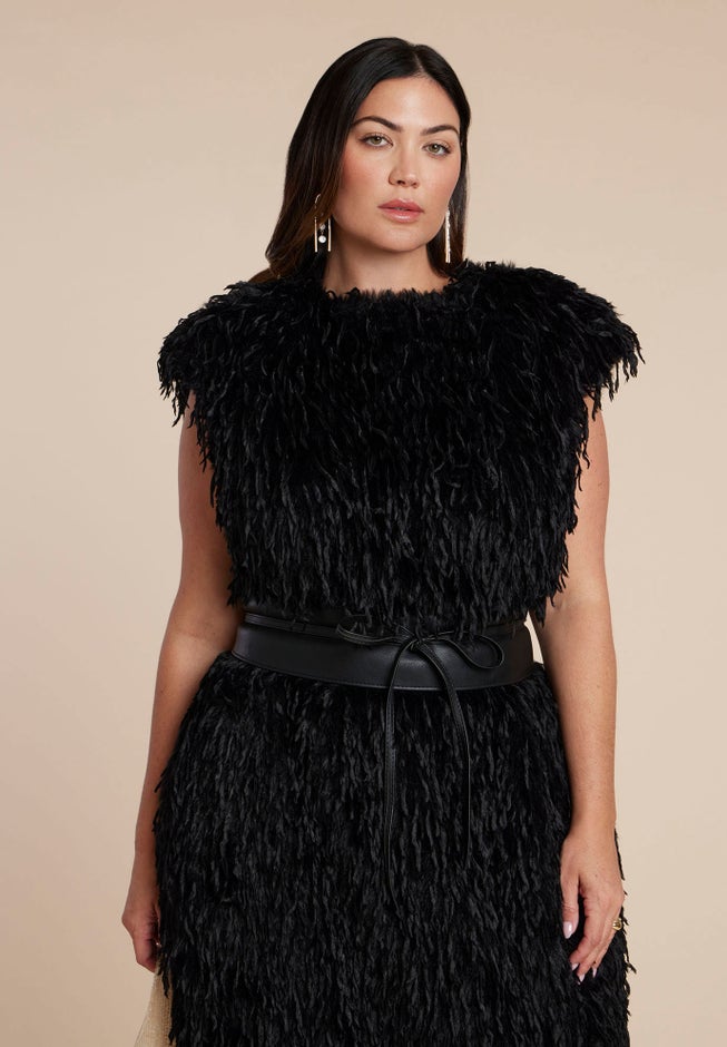 Feathery Faux Fur Maxi Dress image number 2