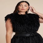 Feathery Faux Fur Maxi Dress image number null