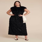 Feathery Faux Fur Maxi Dress image number null