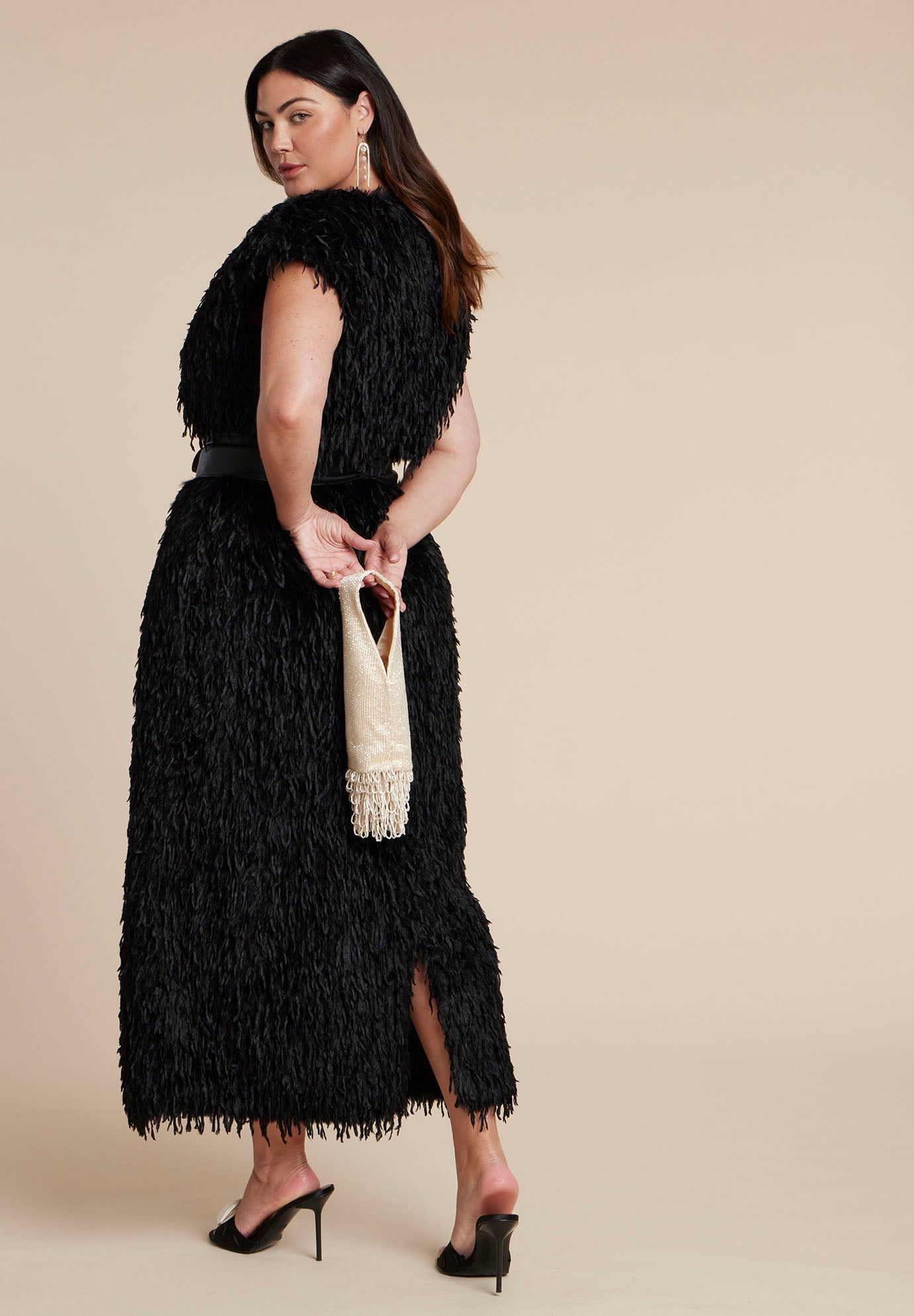 Feathery Faux Fur Maxi Dress image number 5