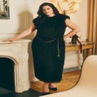 Feathery Faux Fur Maxi Dress image number null