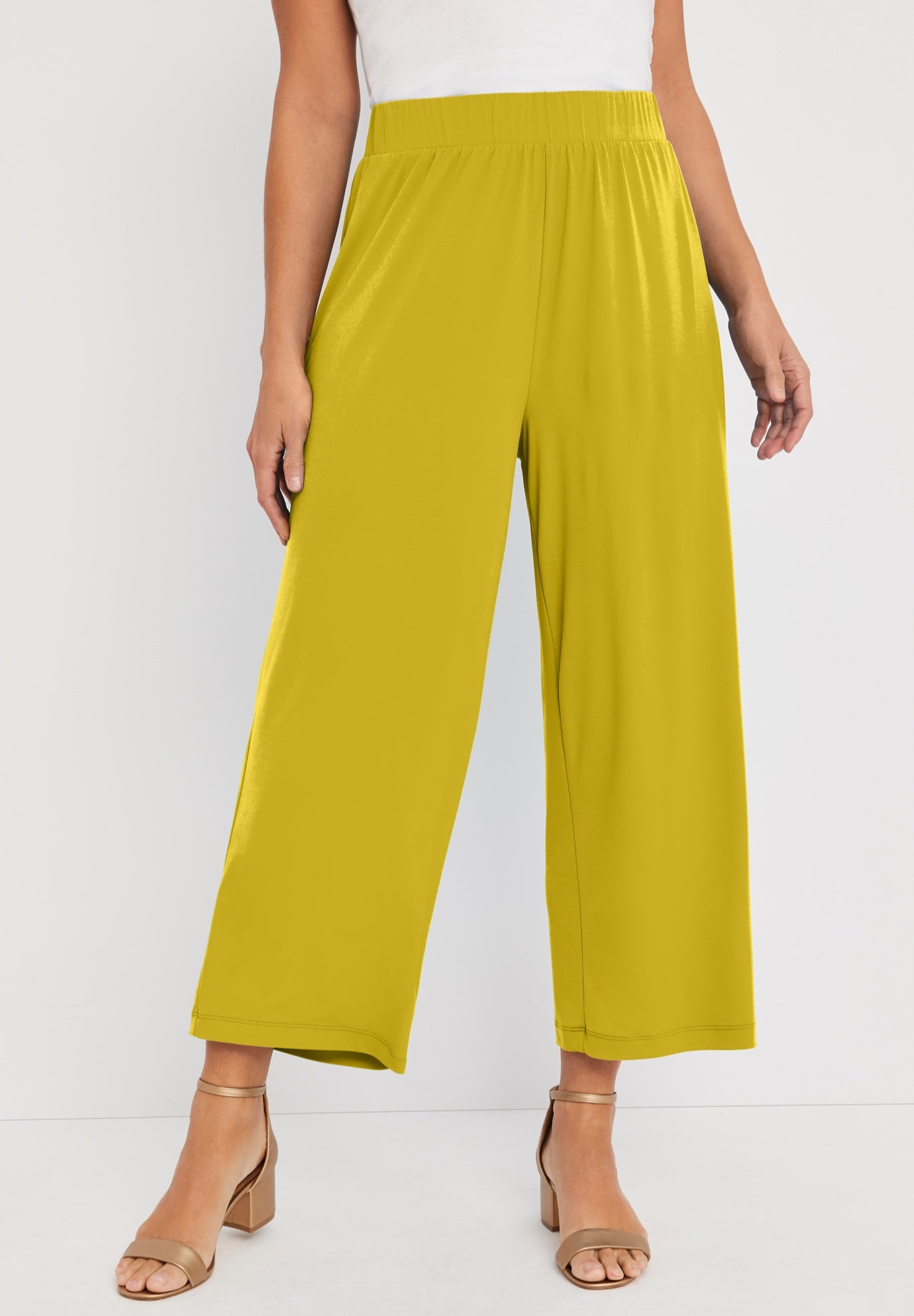 Stretch Knit Wide Leg Crop Pant image number 0