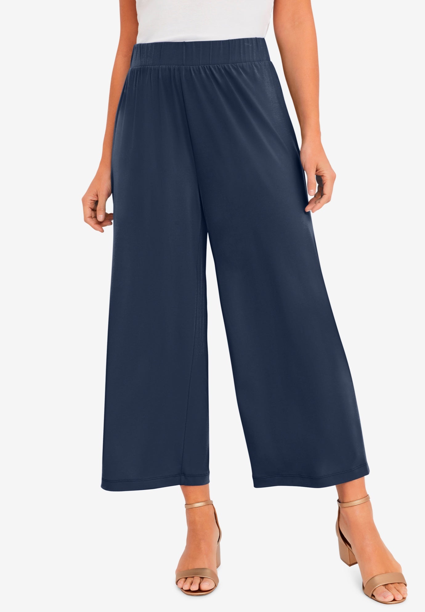 Stretch Knit Wide Leg Crop Pant image number 0