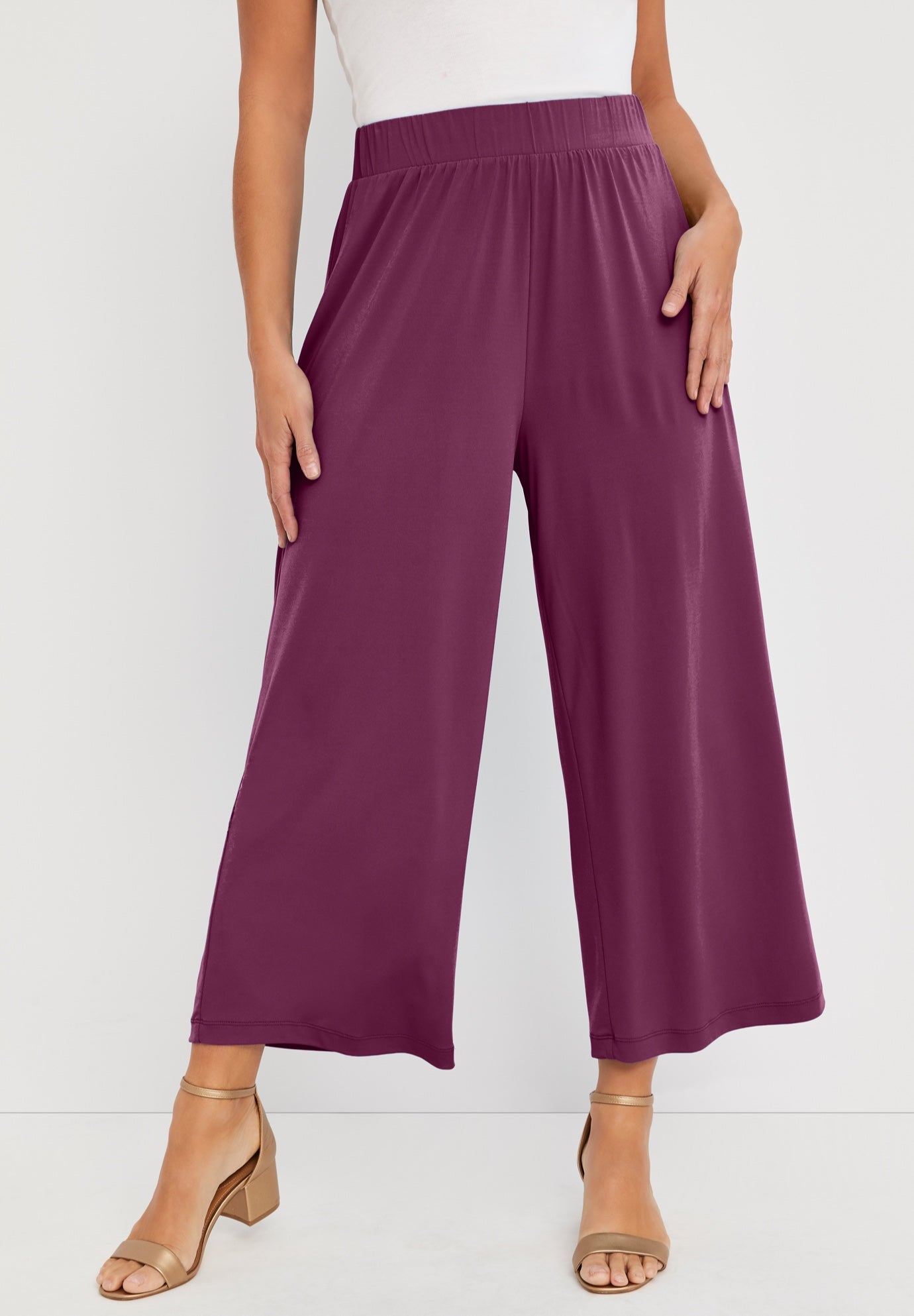 Stretch Knit Wide Leg Crop Pant image number 0