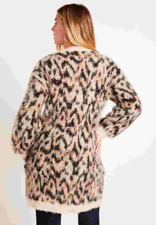 Leopard-Print Eyelash Cardigan image number 1
