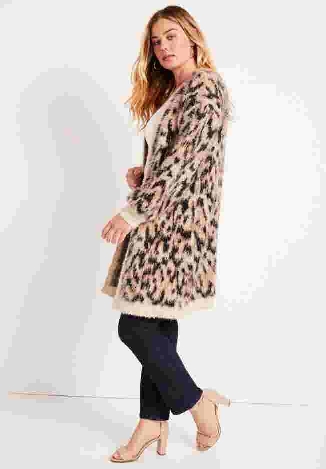 Leopard-Print Eyelash Cardigan image number 2