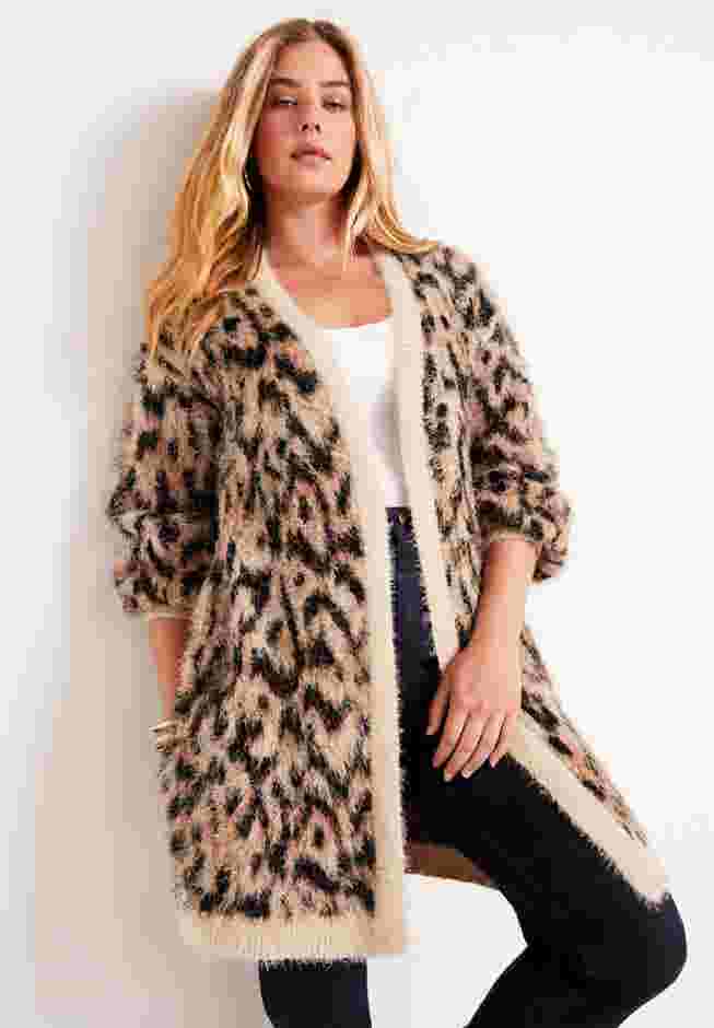 Leopard-Print Eyelash Cardigan image number 0