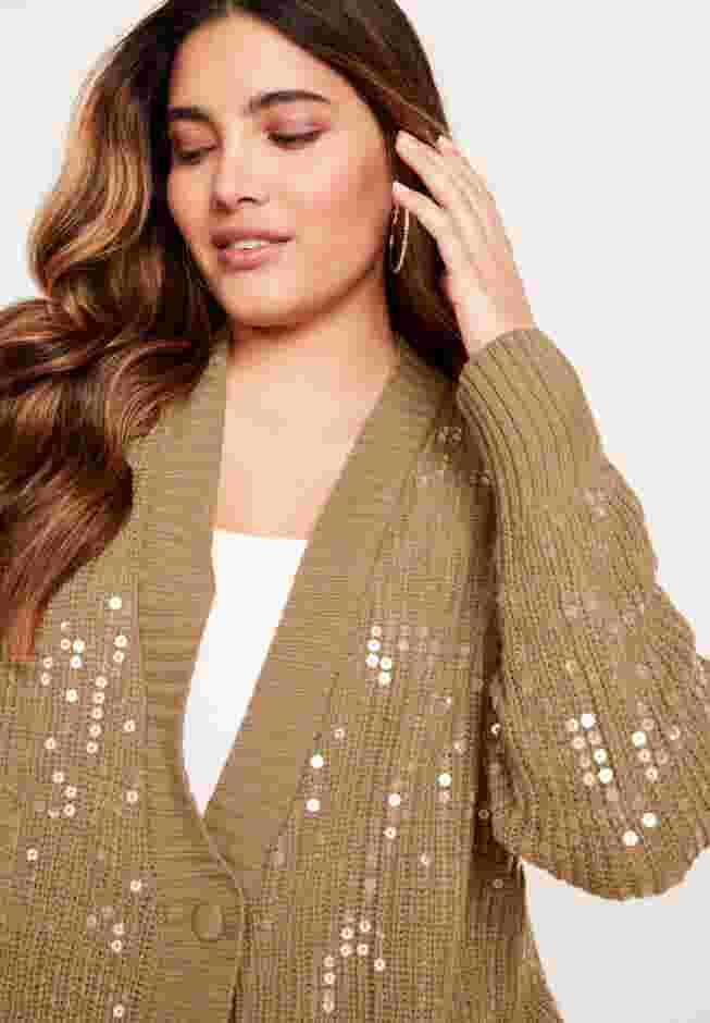 Sequin Button-Up Sweater image number 4