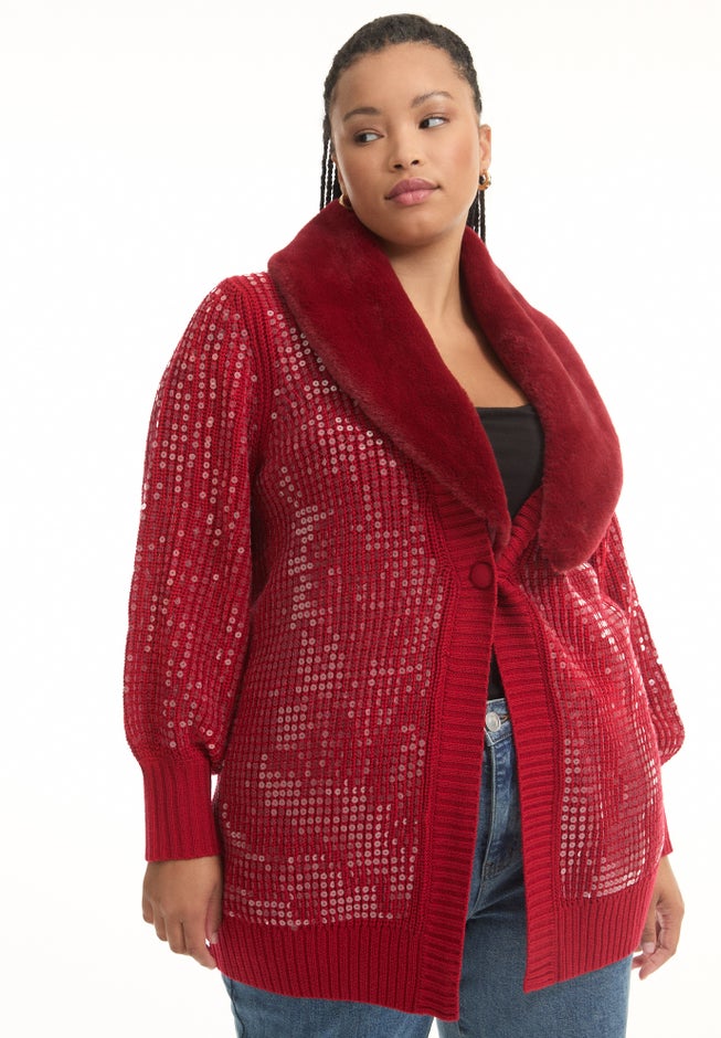 Sequin Button-Up Sweater image number 0