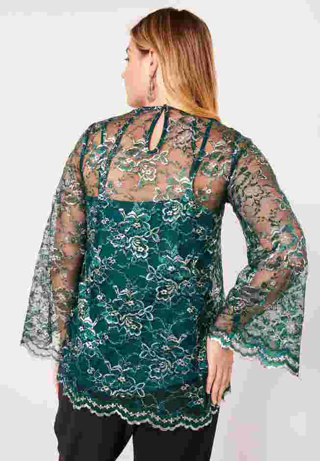 Scalloped Lace Long-Sleeve Top image number 1