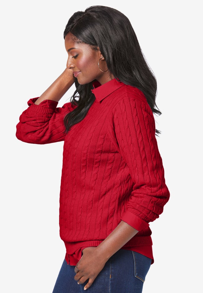 Cable Crewneck Sweater image number 3