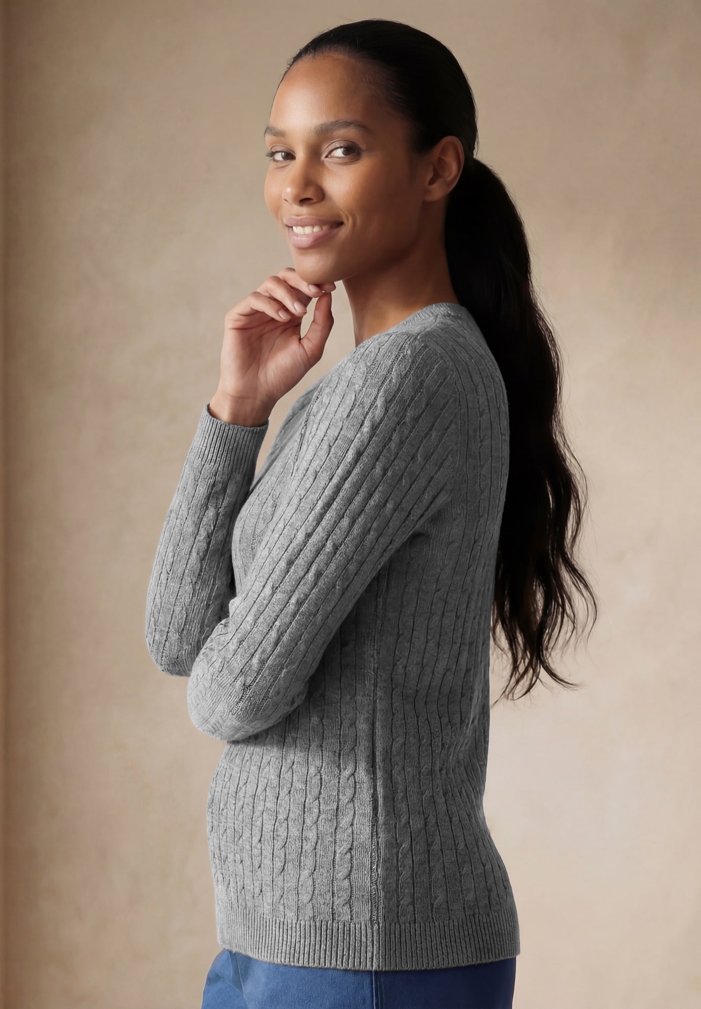 Cable Crewneck Sweater image number 2