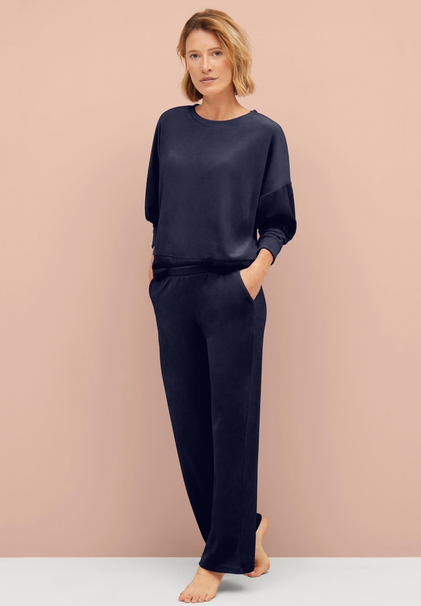 Stretch Velour Wide Leg Pull-on Pants image number 0
