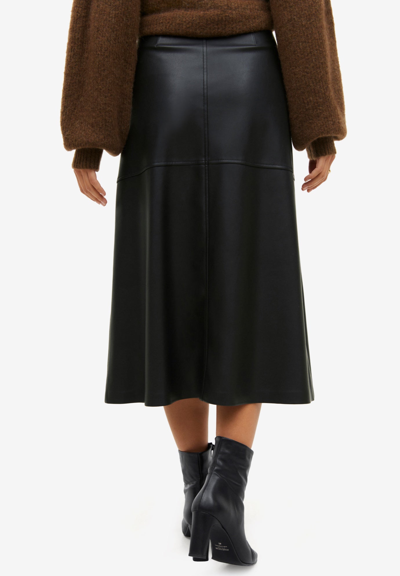 Faux Leather A-line Midi Skirt image number 1