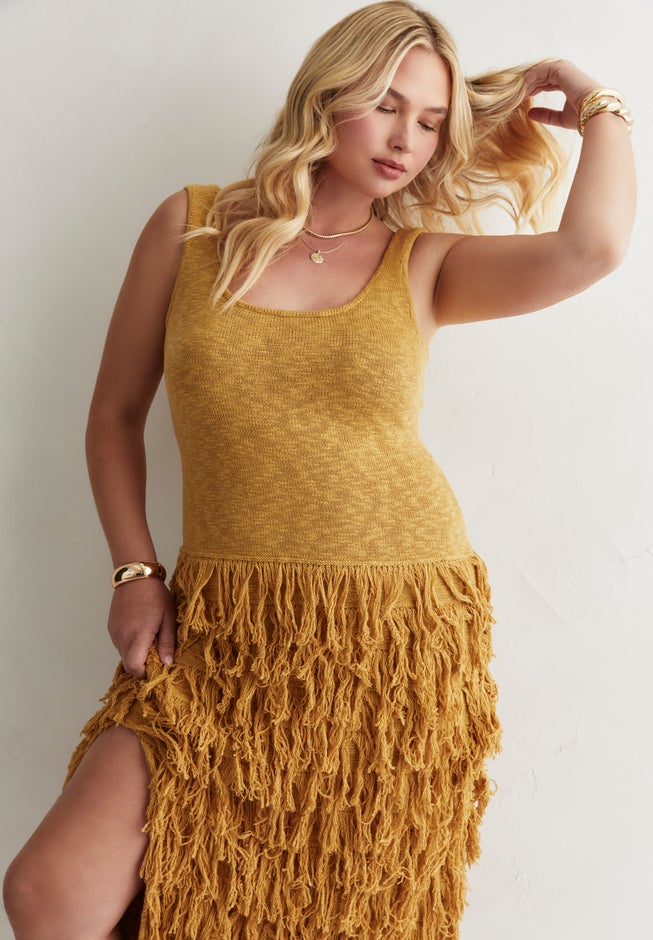 Sweater Fringe Maxi Dress image number 1