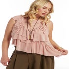 Asymmetric Ruffle Mesh Top image number null