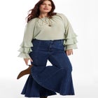 High Waisted Flare Godet Jean image number null