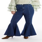 High Waisted Flare Godet Jean image number null
