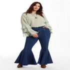 High Waisted Flare Godet Jean image number null