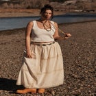 Lace Insert Midi Skirt image number null