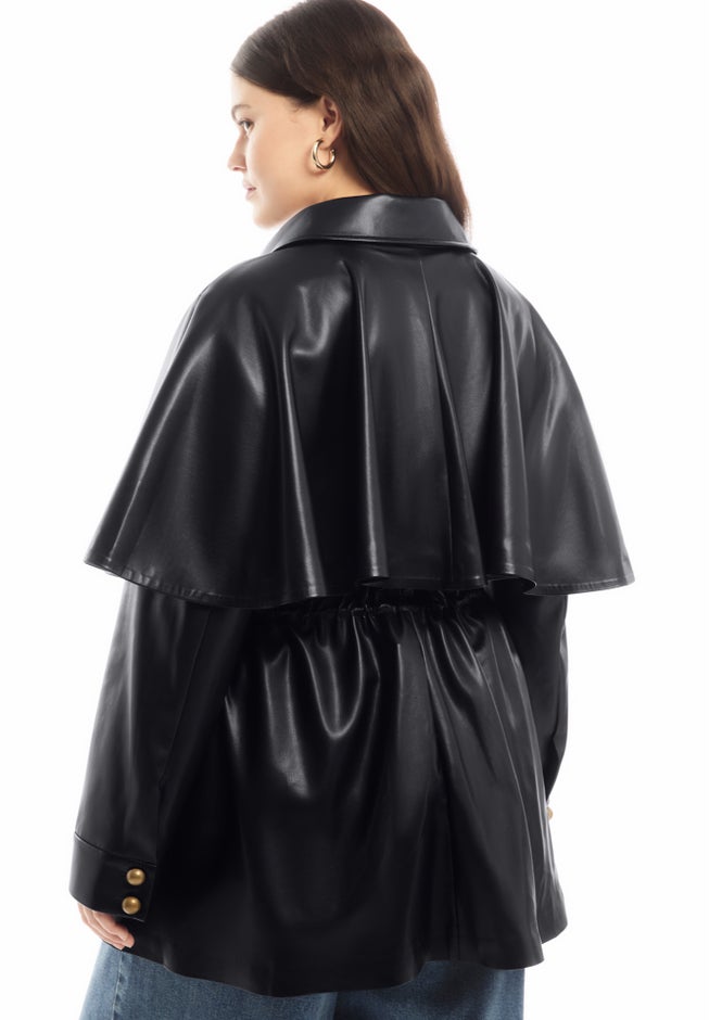 Faux Leather Cape Jacket image number 1