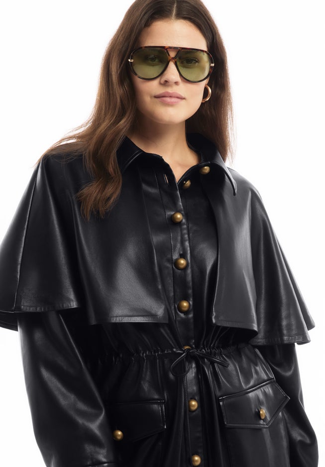 Faux Leather Cape Jacket image number 3
