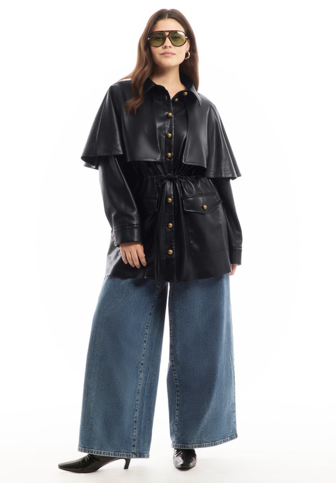 Faux Leather Cape Jacket image number 0