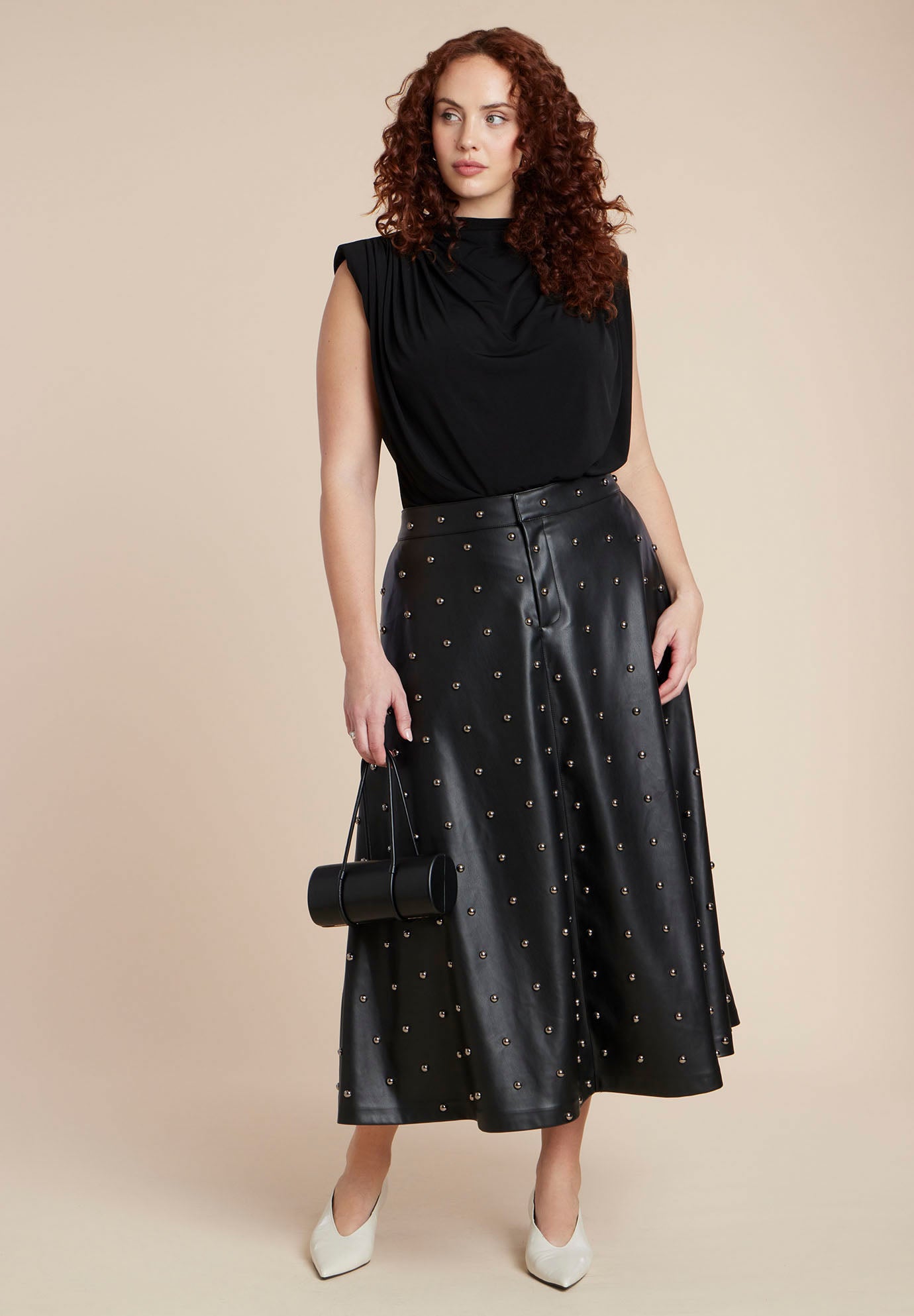 Studded Faux Leather Skirt image number 0